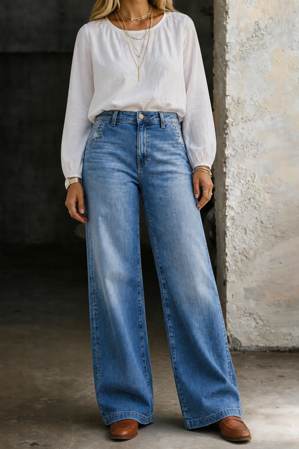 Gale High-Rise Wide Jeans in Blue