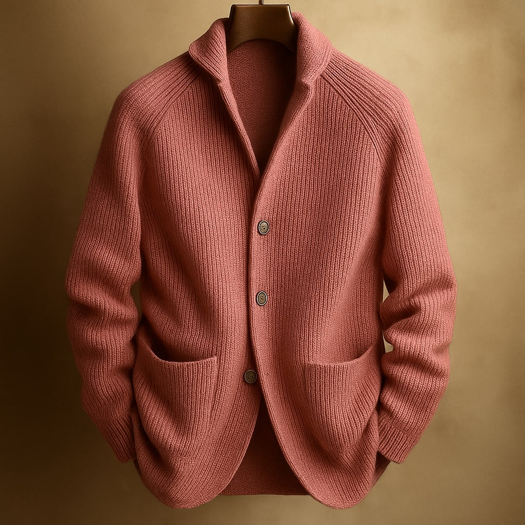 Gay Ribbed Shawl Cardigan in Pink