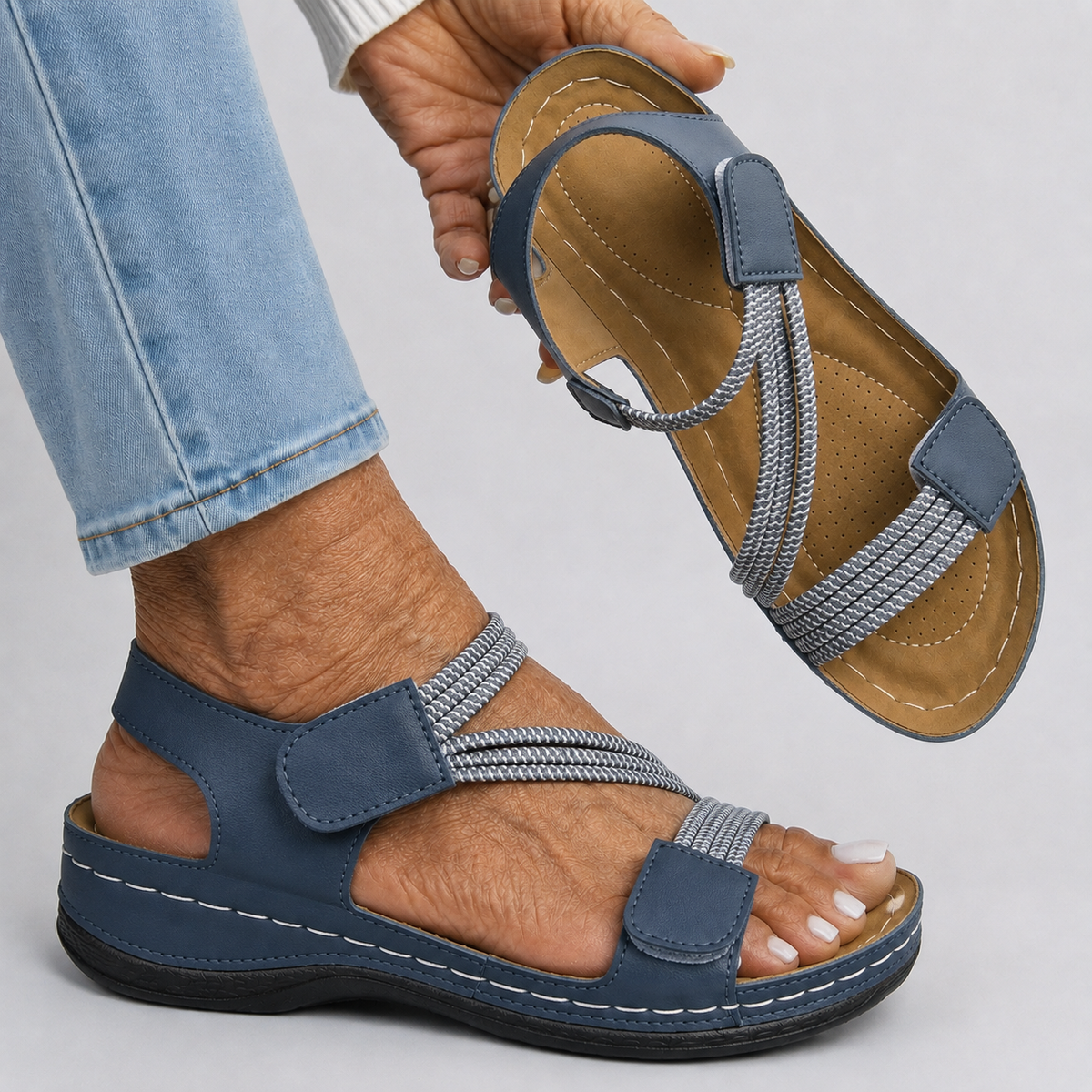 Genna Wrap Strap Sandals in Blue