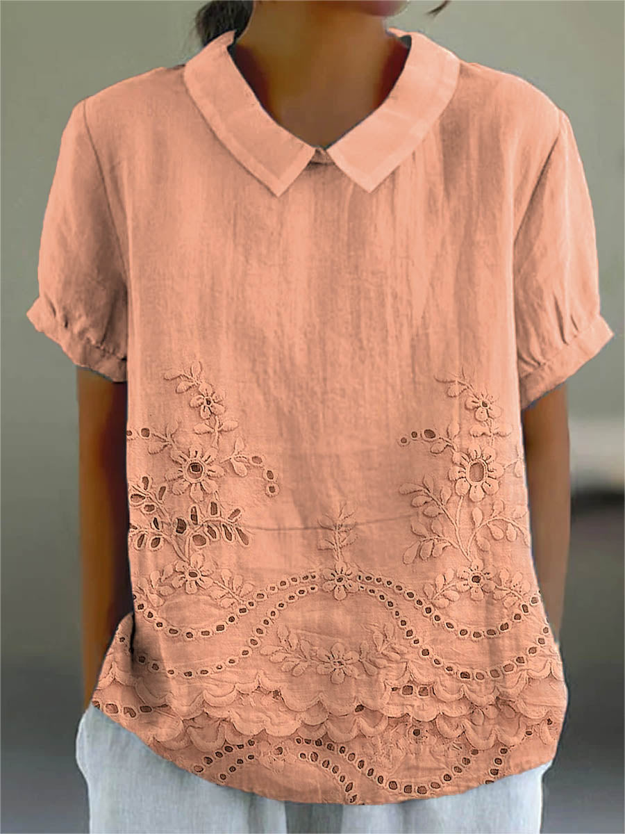 Gerda Eyelet Hem Shirt in Orange