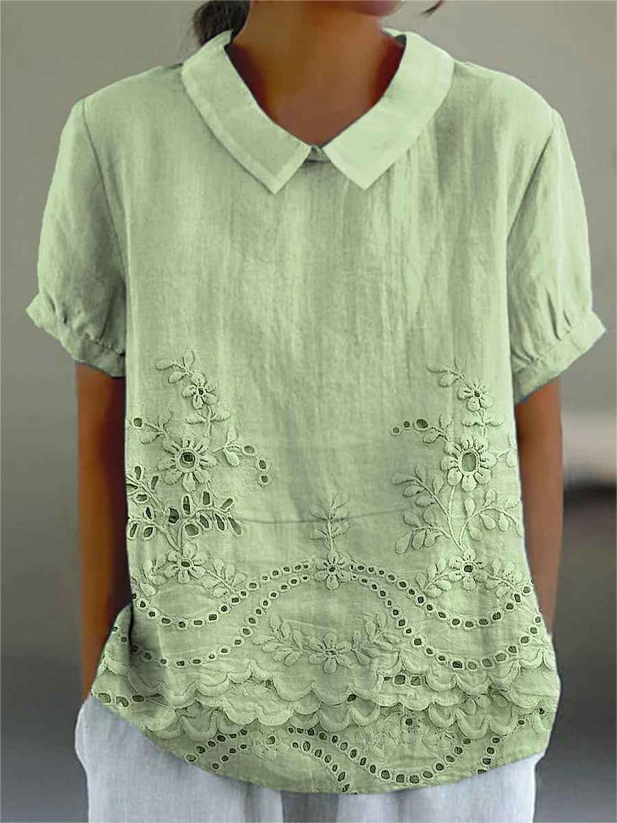 Gerda Eyelet Hem Shirt in Green