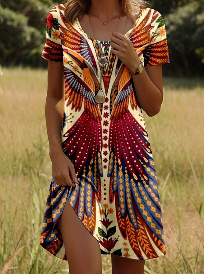 Ginny Feather Print Dress in Style 1