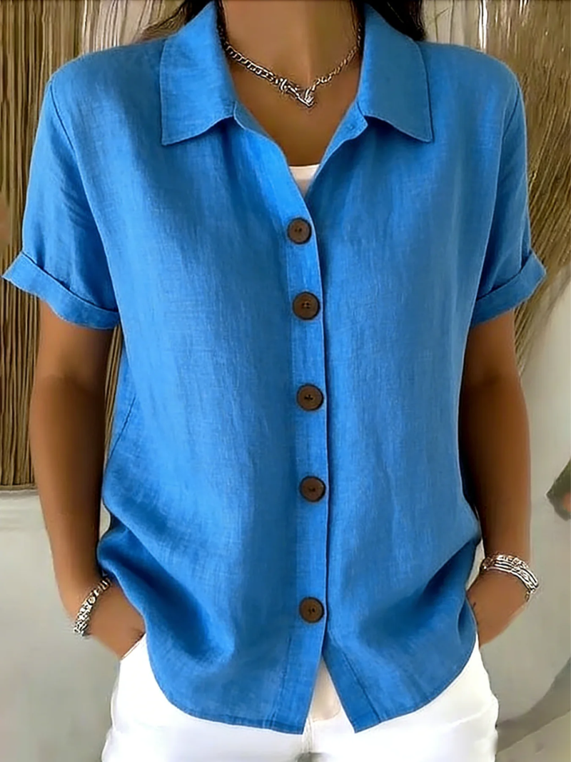 Gisella Everyday Button Shirt in Blue