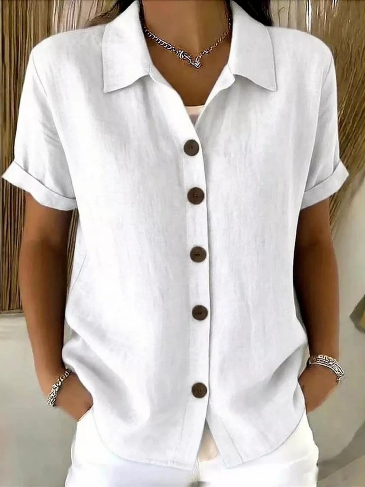 Gisella Everyday Button Shirt in White