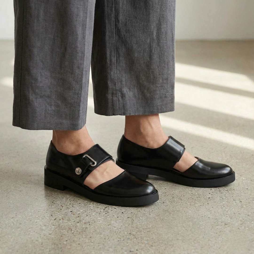 Gladys Buckle Strap Shoes in Black