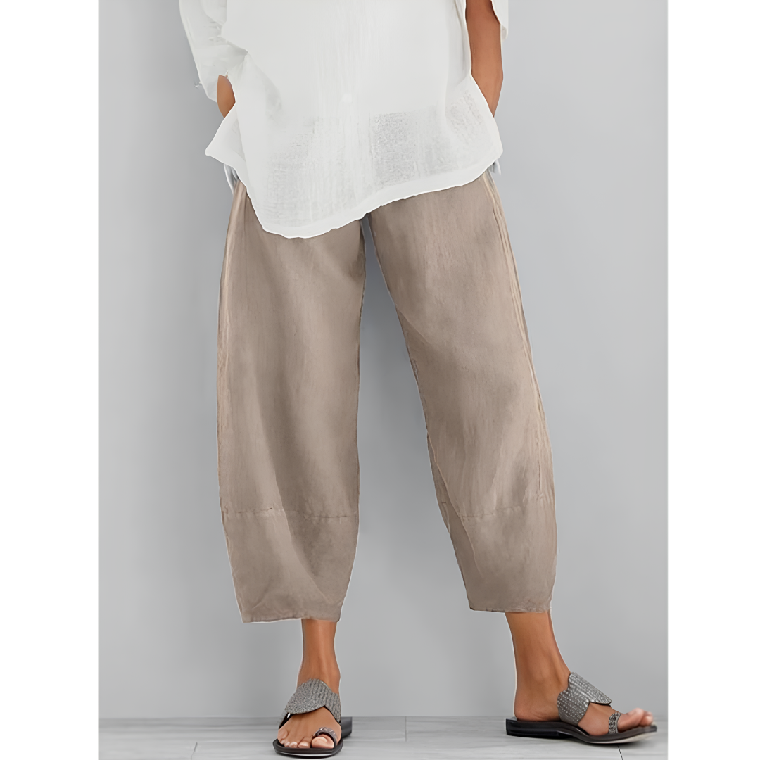 Gladys Barrel Leg Pants in Beige
