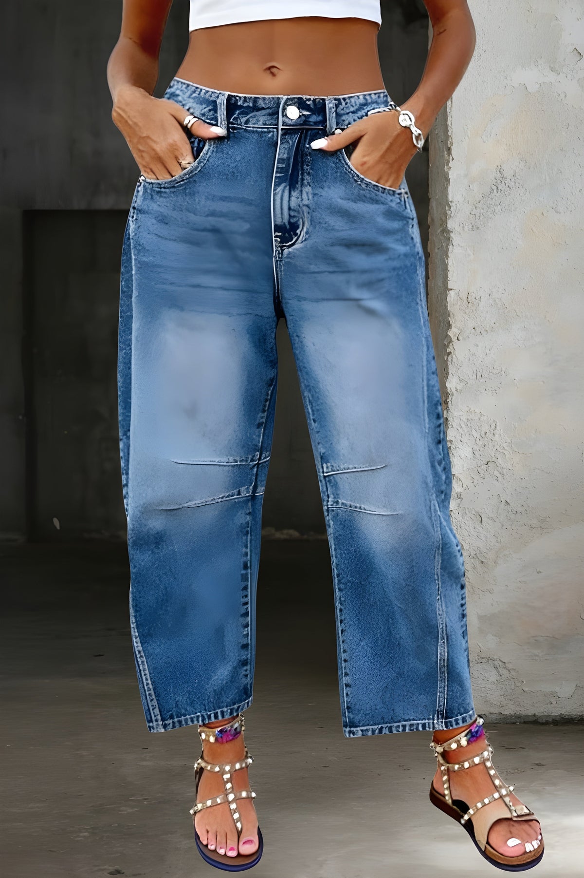 Golda Barrel Leg Jeans in Blue