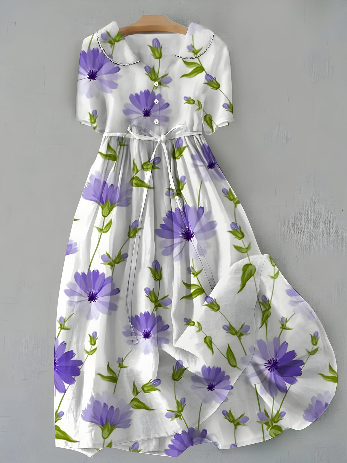 Gracie Collared Tie-Waist Dress in Multi