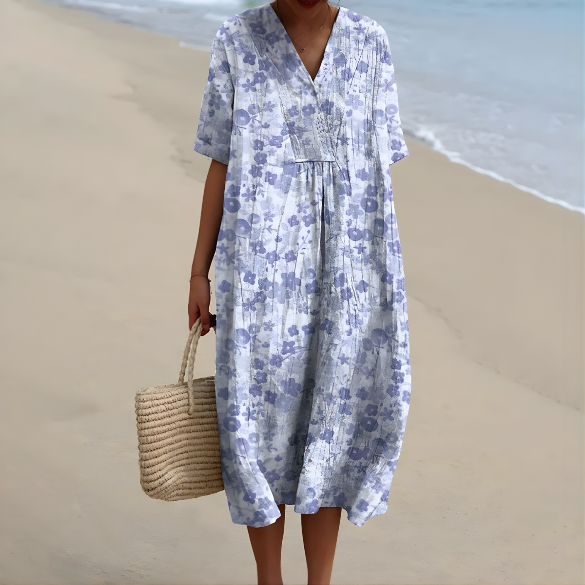 Gwenda Ditsy Floral Dress in Light Blue Floral