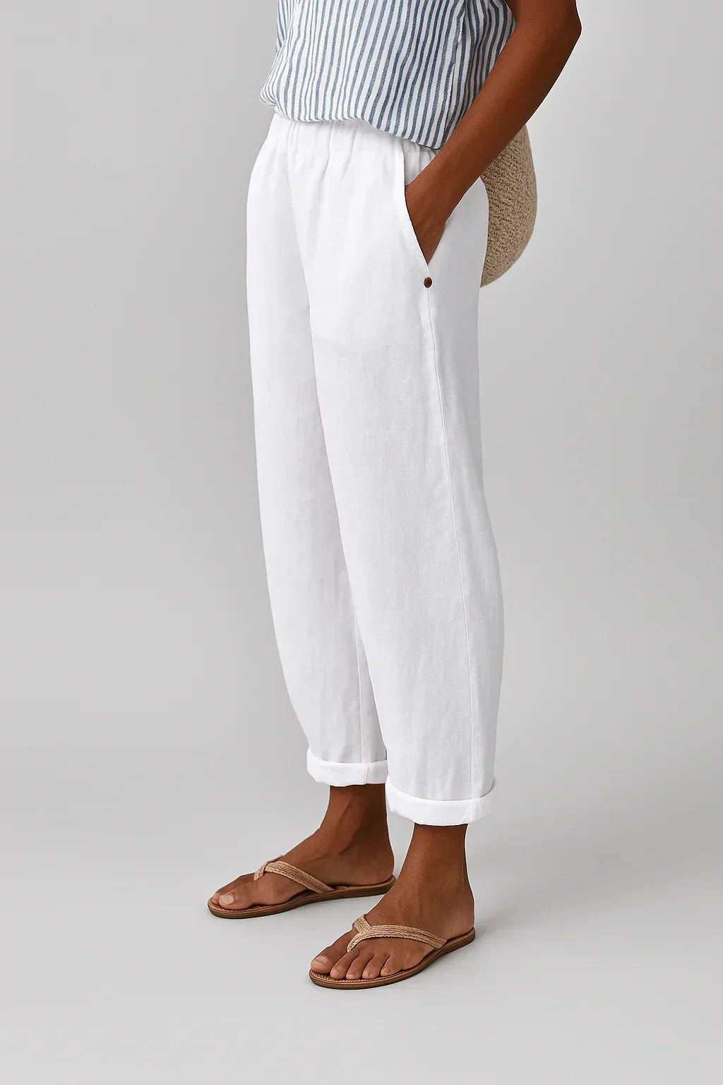 Heloise Tapered Cuffed Trousers in White