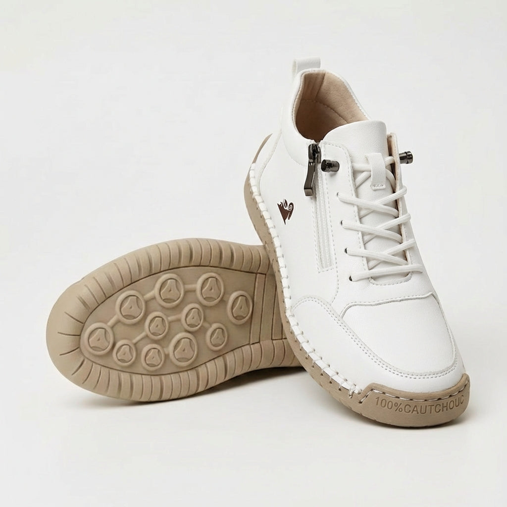 Heloise Side Zip Sneakers in White