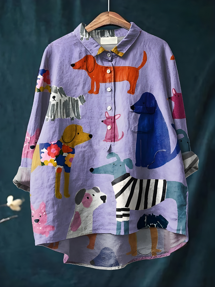 Hesper Bold Pups Shirt in Purple
