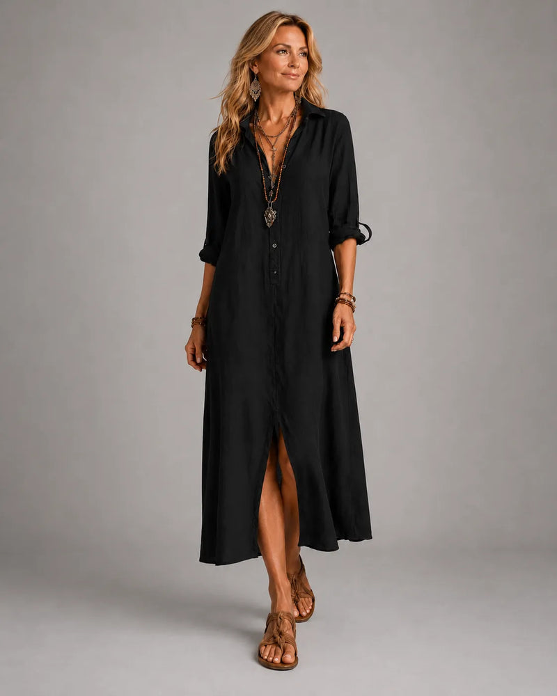 Hilde Button-Through Maxi Dress