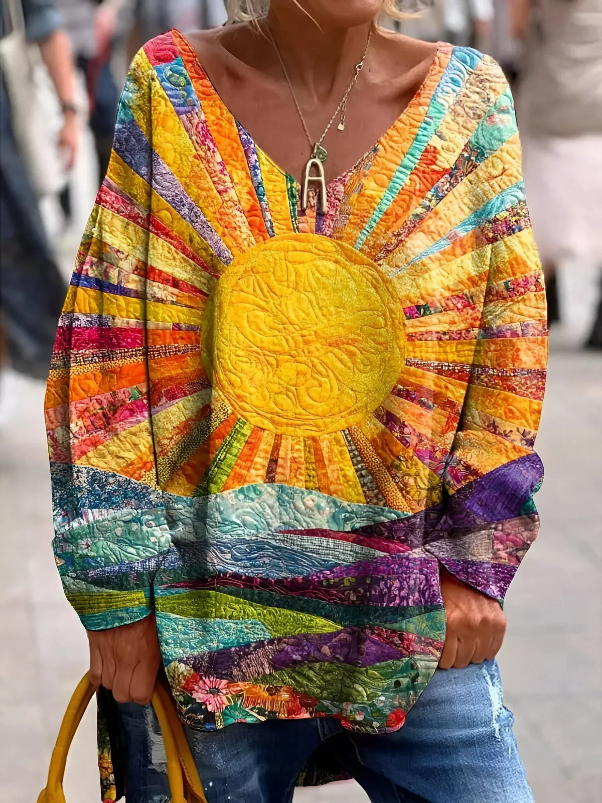 Hildegard Sunburst Print Top