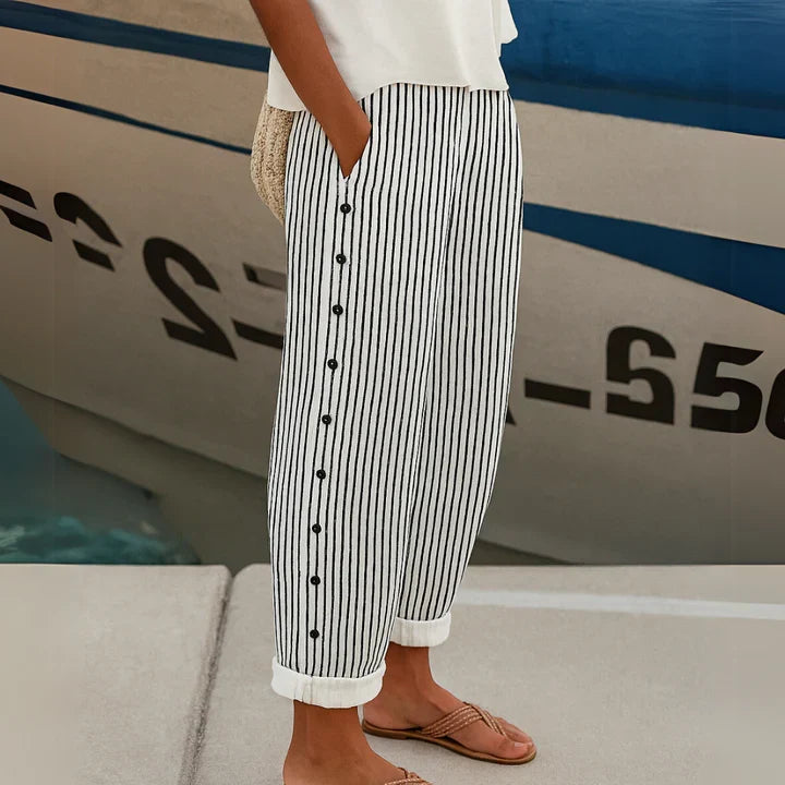 Ilene Pinstripe Button Trousers