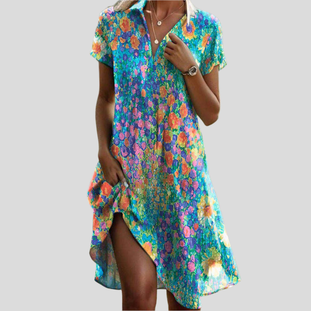 Ilona Floral Swing Dress in Multicoloured