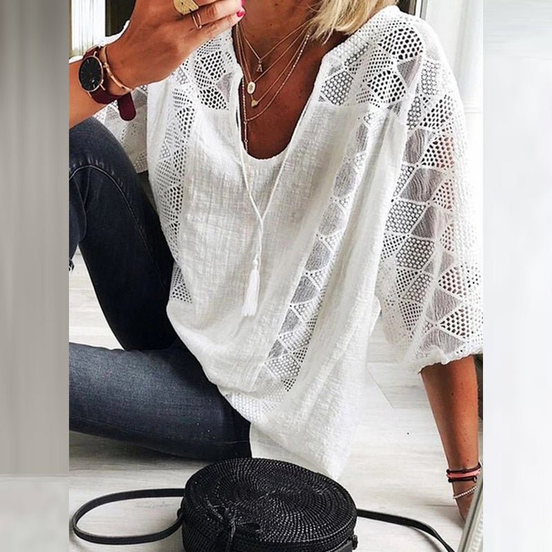 Evanna Elegant Bohemian Crochet Blouse