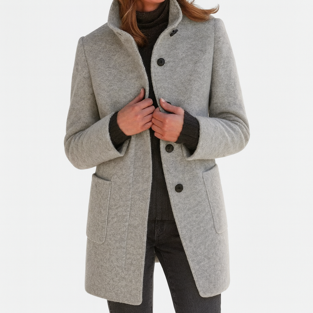 Iseult Stand Collar Coat in Grey (Almost Sold Out)