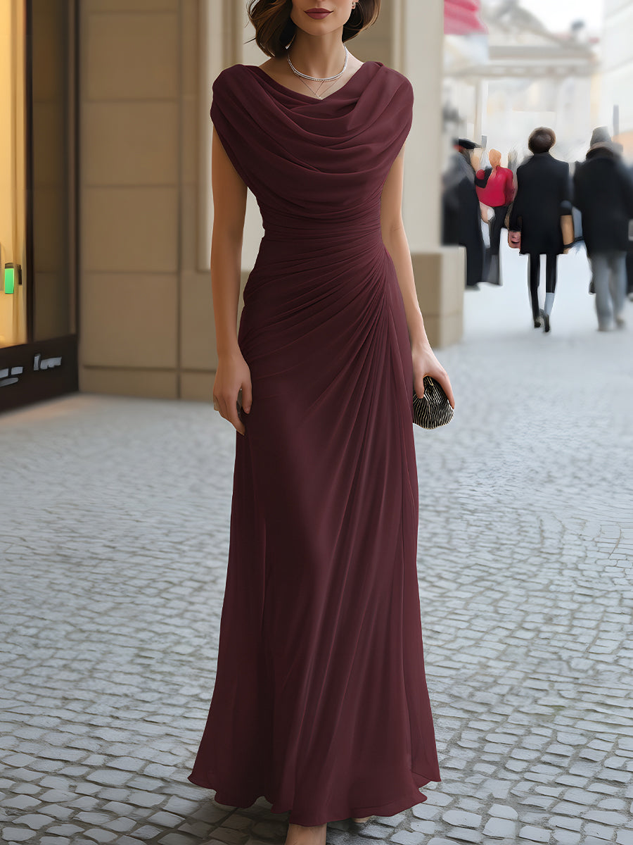 Jeanette Cowl Maxi Dress in Burgundy