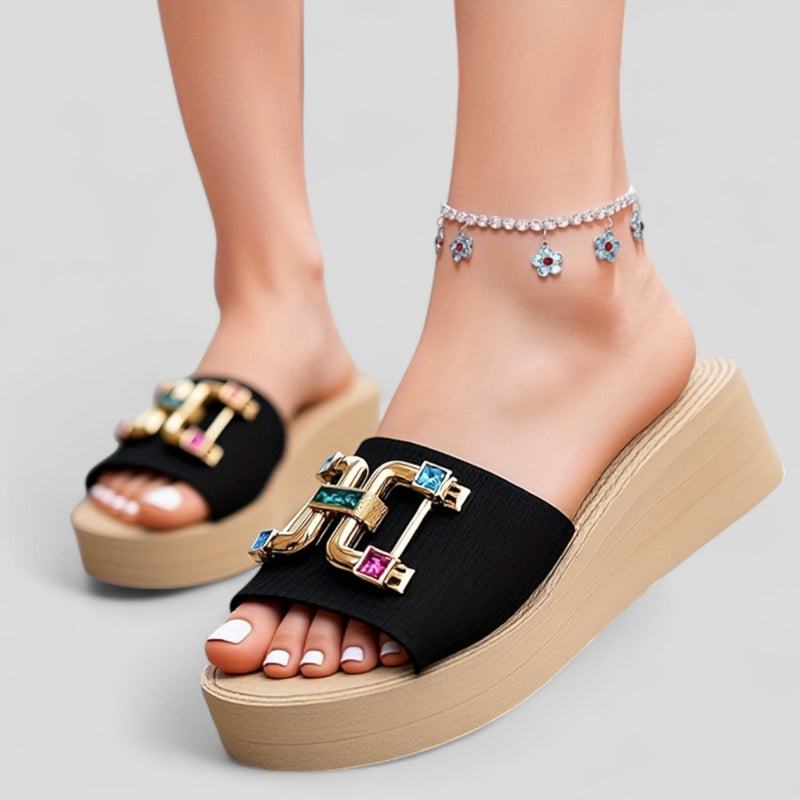 Jennifer Jewelled Platform Slides