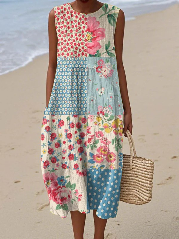 Joelle Mixed Print Dress in Multicolour