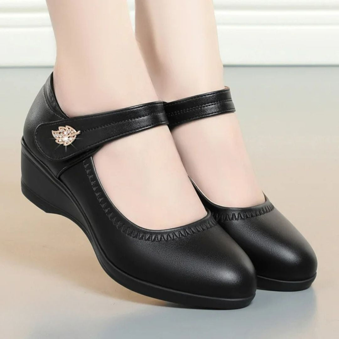 Judie Mary-Jane Wedges in Black