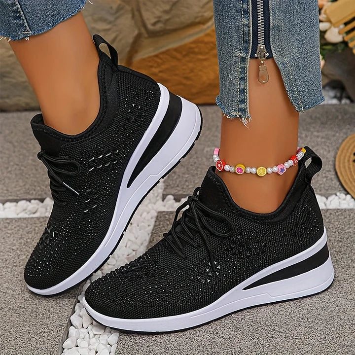 Julie Sparkle Knit Sneakers in Black