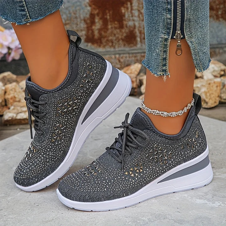 Julie Sparkle Knit Sneakers in Gray