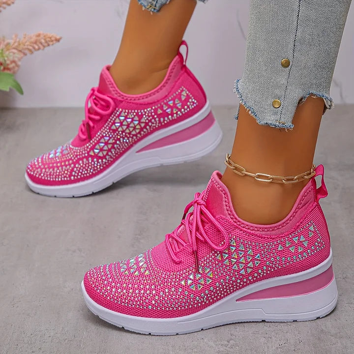Julie Sparkle Knit Sneakers in Pink