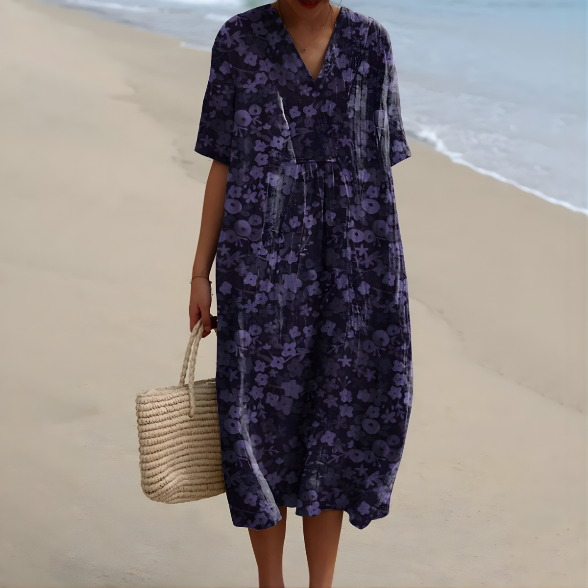 Junia Ditsy Floral Dress in Purple