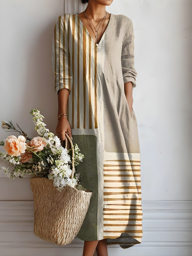 Laetitia Colour Block Dress in Sage Colour-Block