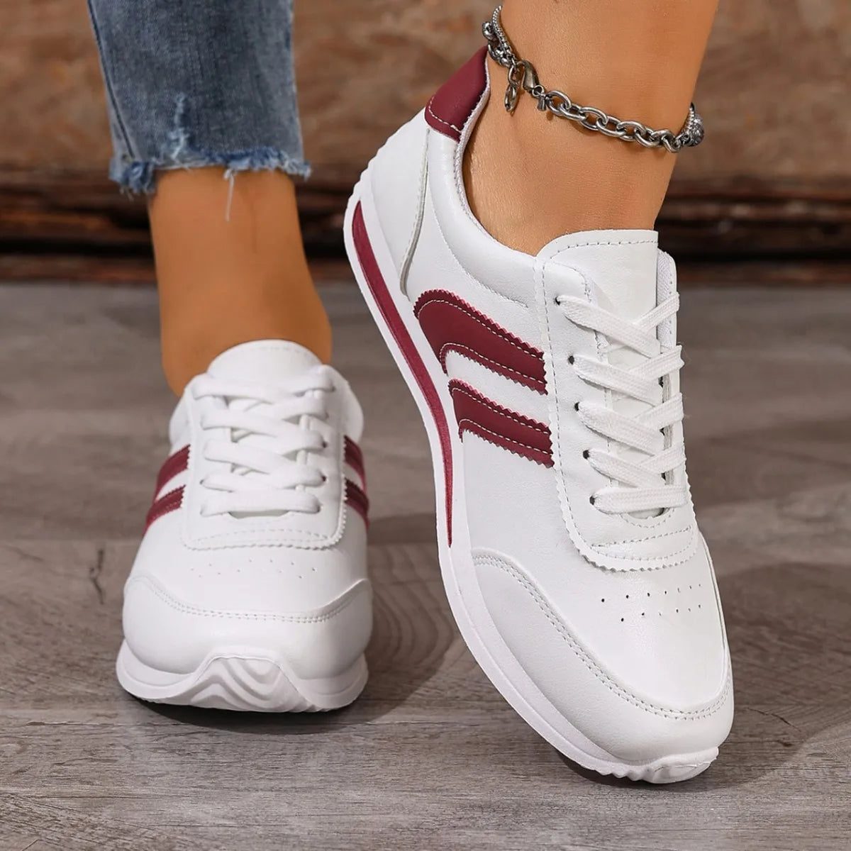 Laurie Striped Lace-Up Sneakers