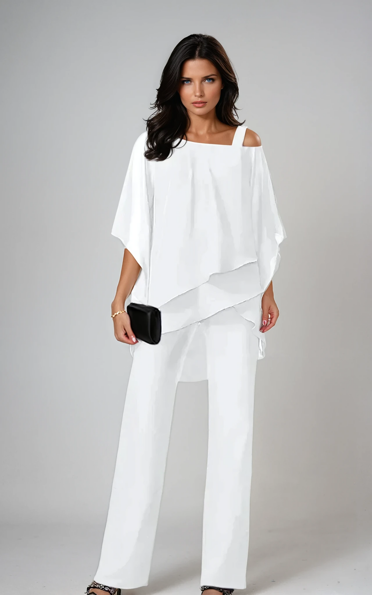 Lianne Layered Pant Set in White