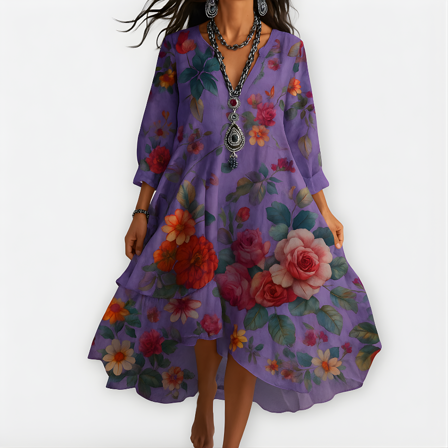 Linda High-Low Boho Dress in Lavender Muse