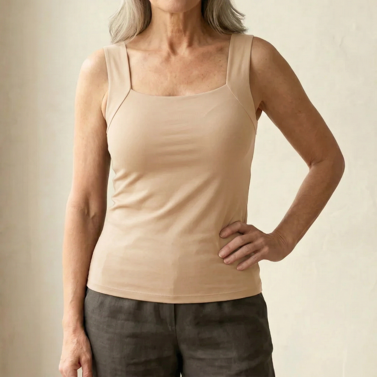 Liv Shelf Bra Tank in Nude