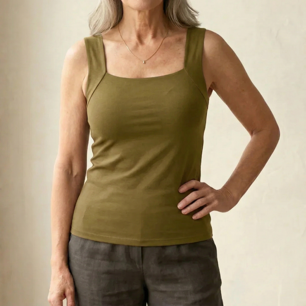 Liv Shelf Bra Tank in Green