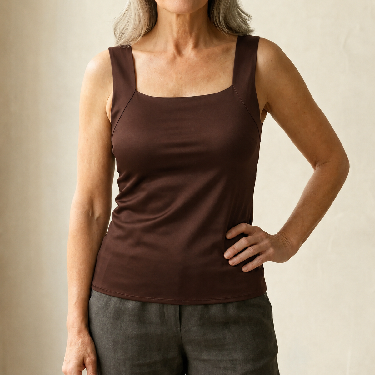 Liv Shelf Bra Tank in Brown