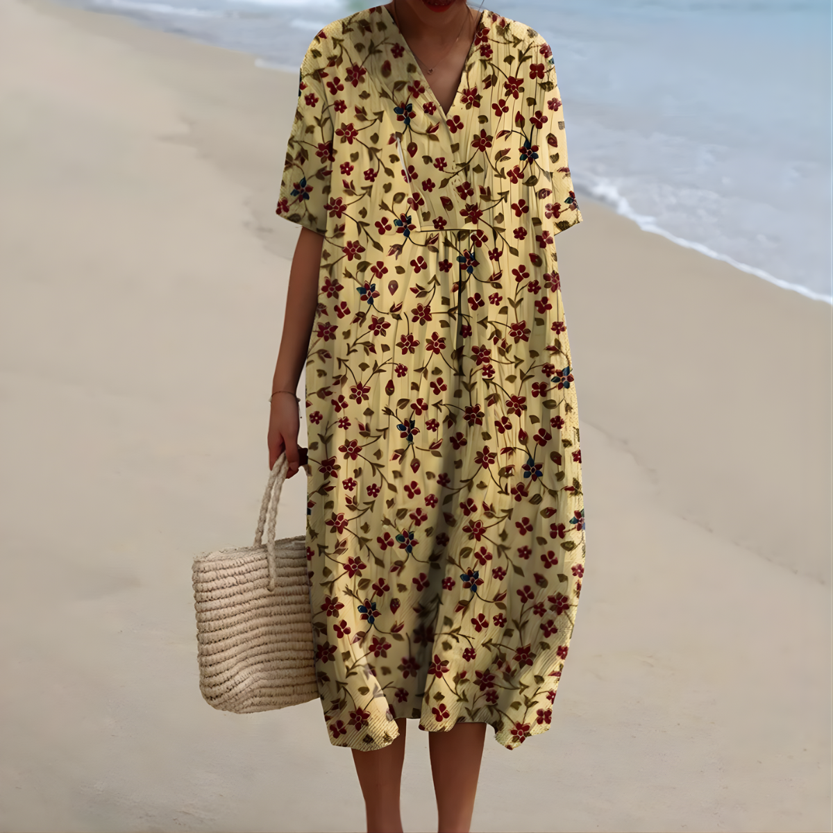 Lucette Scattered Floral Dress in Golden Floral