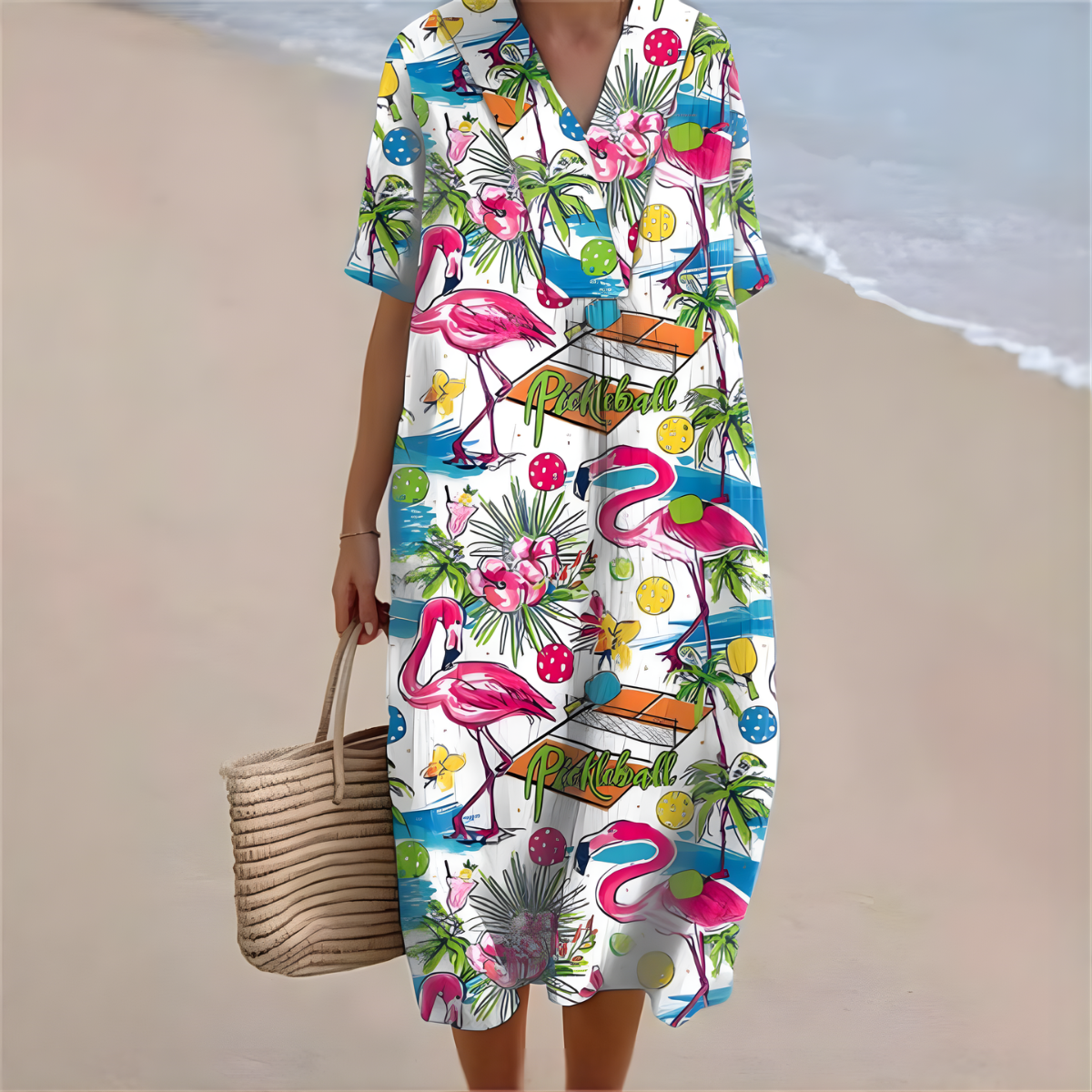 Ludmila Flamingo Print Dress