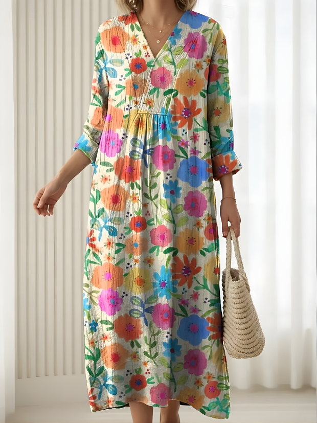 Madlen Garden Print Dress in Multi Floral