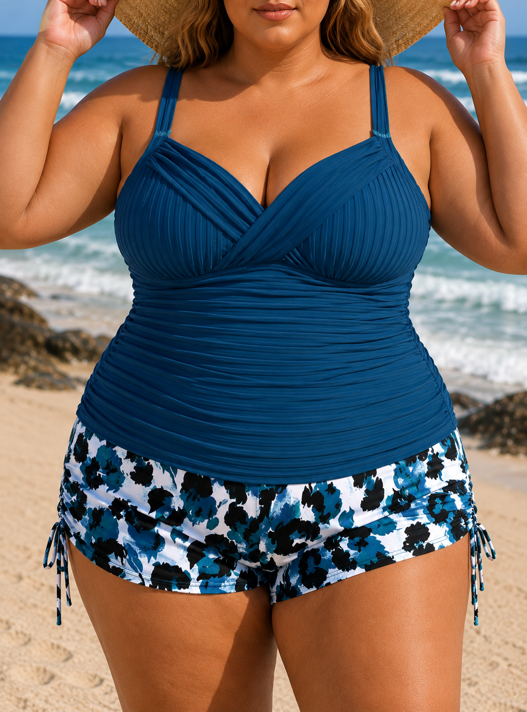 Marion Crossover Swim Set in Peacock Blue