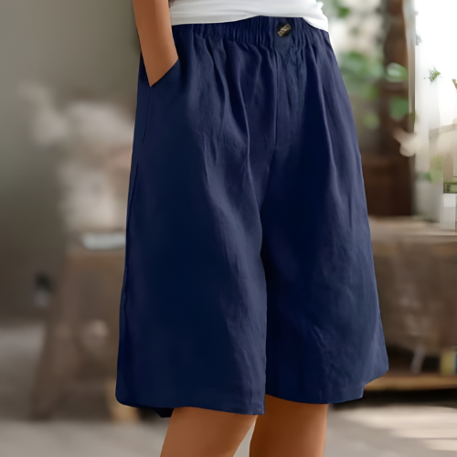 Martha Pull-On Bermuda Shorts in Navy Blue