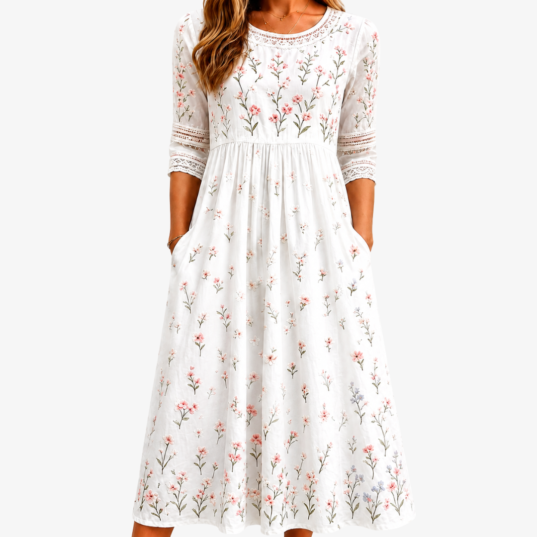 Martina Lace-Trim Midi Dress