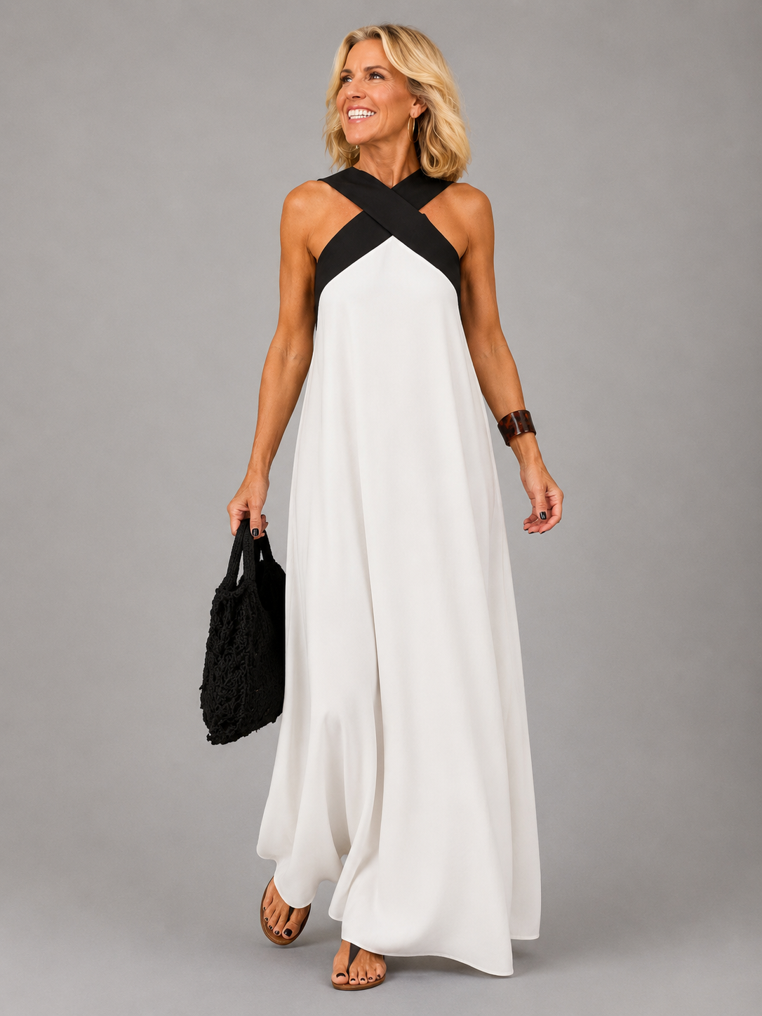 Maryann Cross Neck Dress in White
