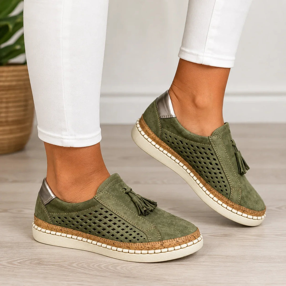 Maxine Tassel Slip-On Shoes in Green