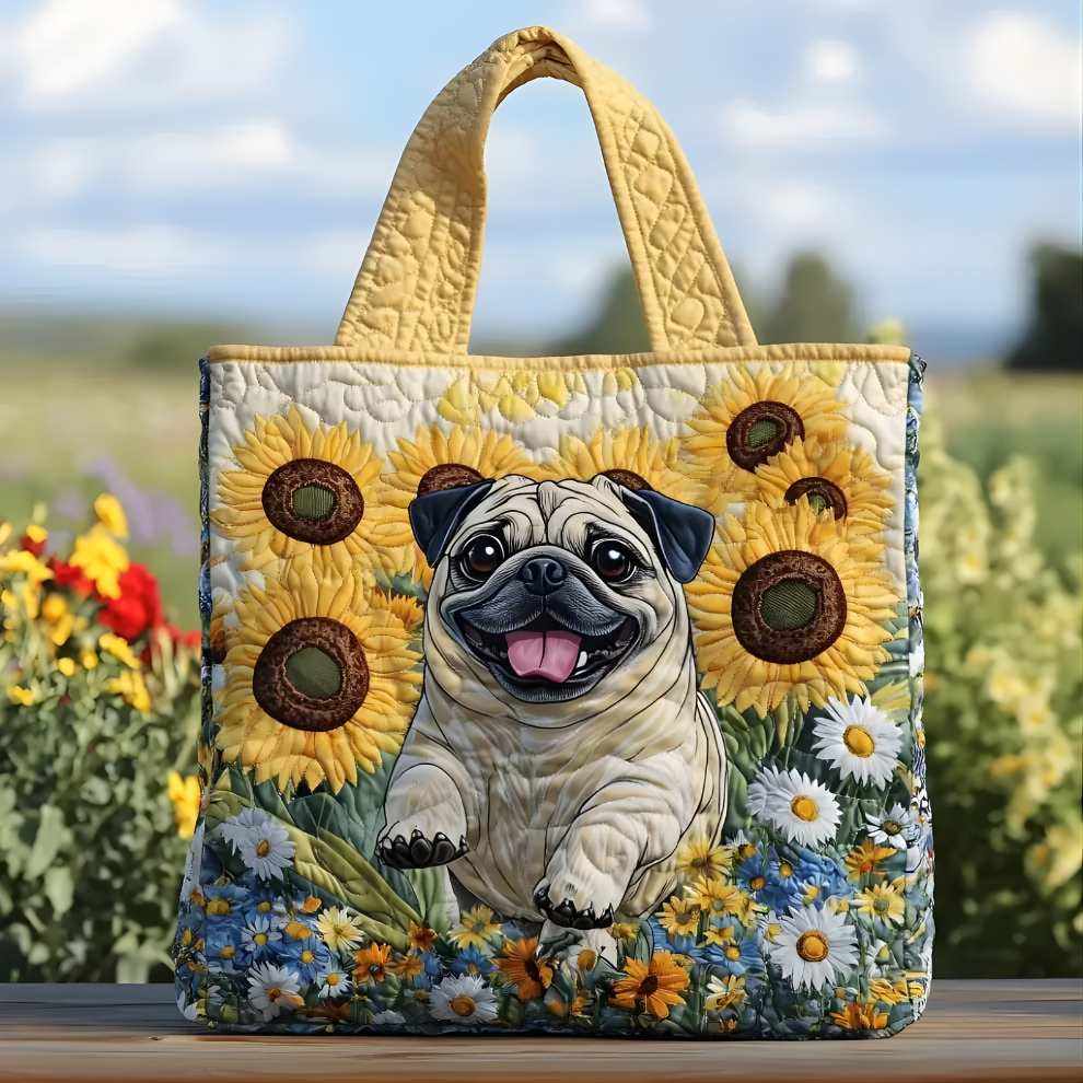 Mayme Pug Sunflower Tote