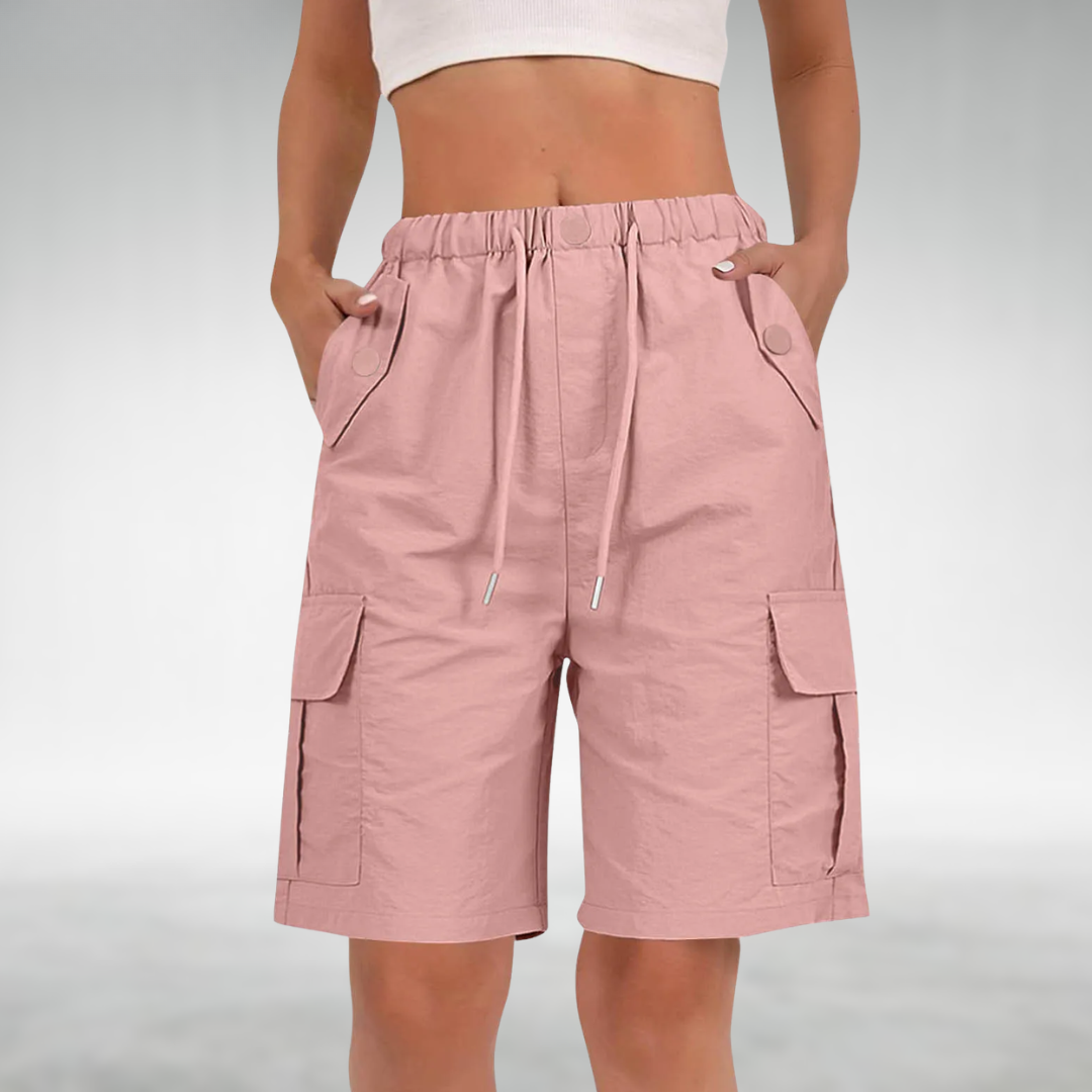 Meta Drawstring Cargo Shorts in Pink