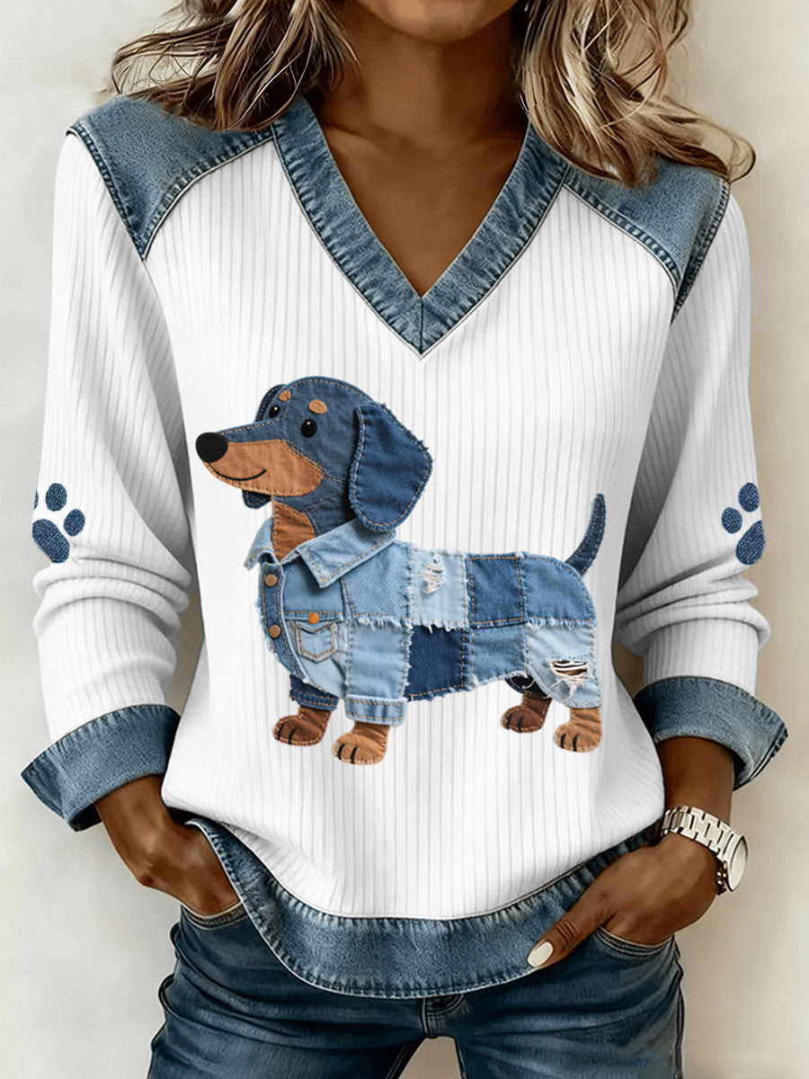 Micheline Dachshund Ribbed Top