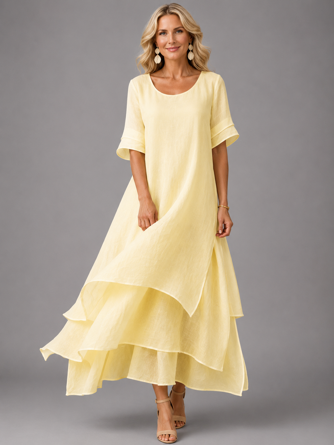 Miriam Layered Maxi Dress in Yellow