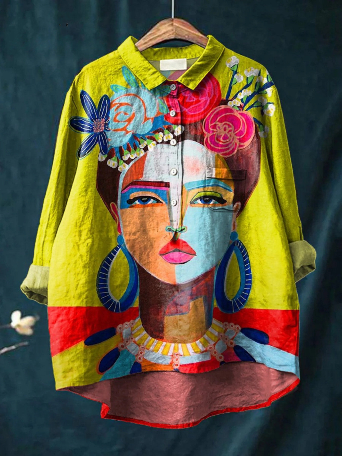 Missy Portrait Print Shirt in Yellow